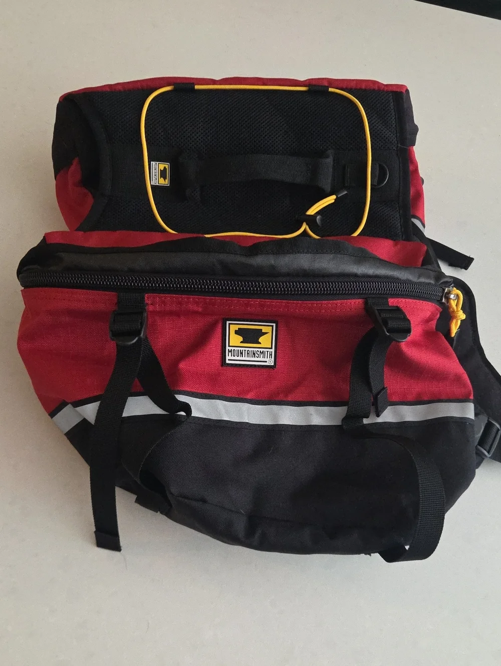 Mountainsmith Red & Black Dog Saddle Pack - Hands-Free Pet Gear